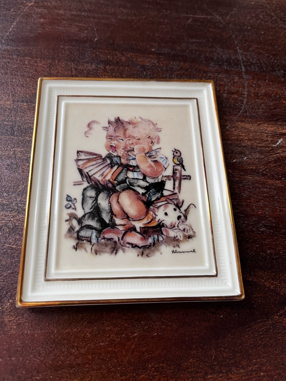 Hummel Out of Tune Porcelain Decor w Gold Trim